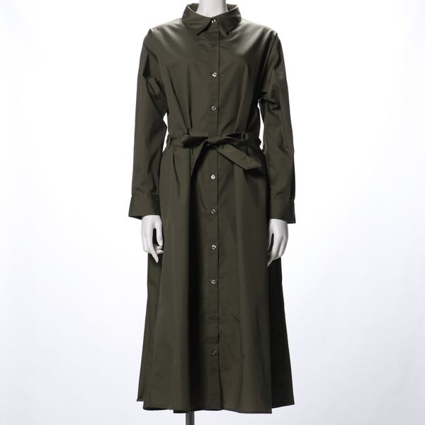 ウエストリボン前開きシャツワンピース