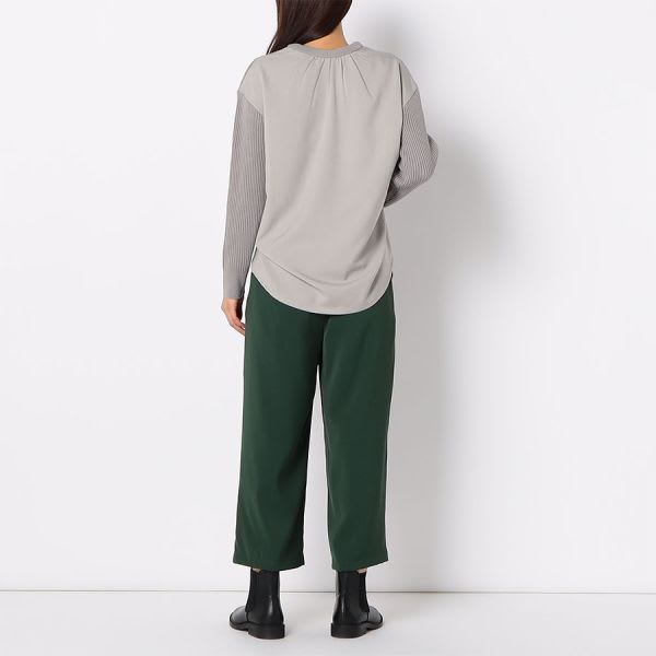 異素材切り替えリブニット