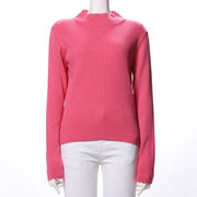 カラーハイネックリブニット