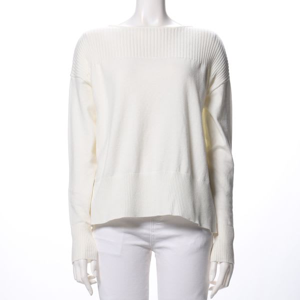 リブ切り替えドロップショルダーニット