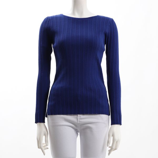 ボートネックリブニット