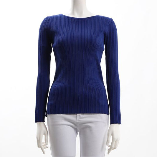 ボートネックリブニット