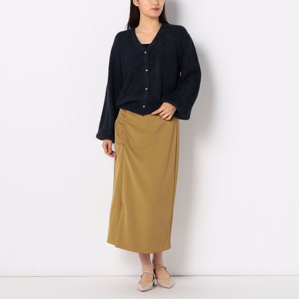 サイドギャザーアシンメトリータイトスカート