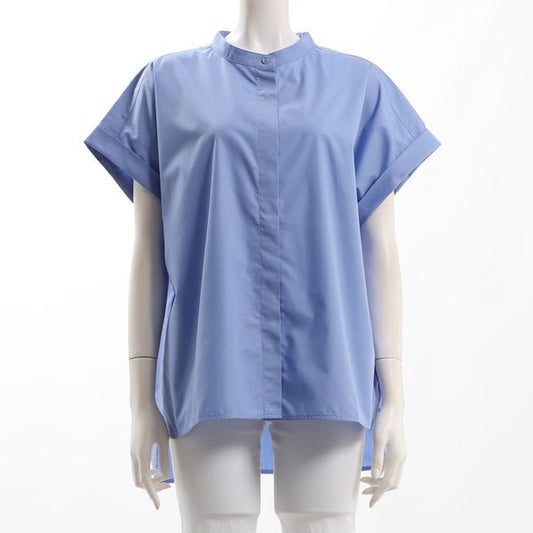 袖口折り返しスタンドカラーシャツ