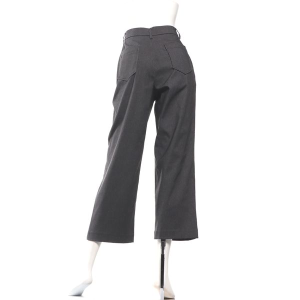 【ストレッチ】スッキリ見えワイドシルエットデニム調パンツ