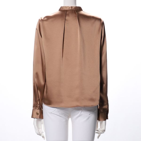 バンドカラータックブラウス