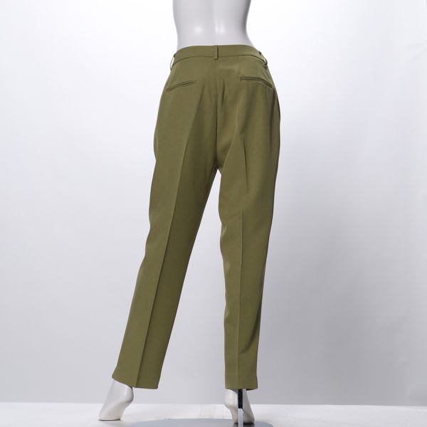 麻調シンプルテーパードパンツ