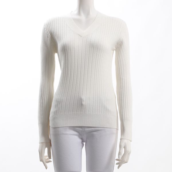 ランダムリブVネックニット