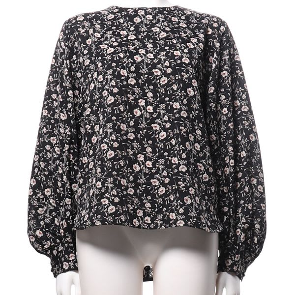 小花柄袖ボリュームブラウス