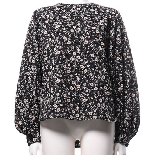 小花柄袖ボリュームブラウス