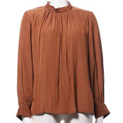 フリルデザインスタンドカラーブラウス