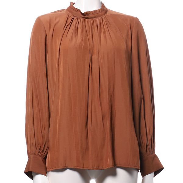 フリルデザインスタンドカラーブラウス