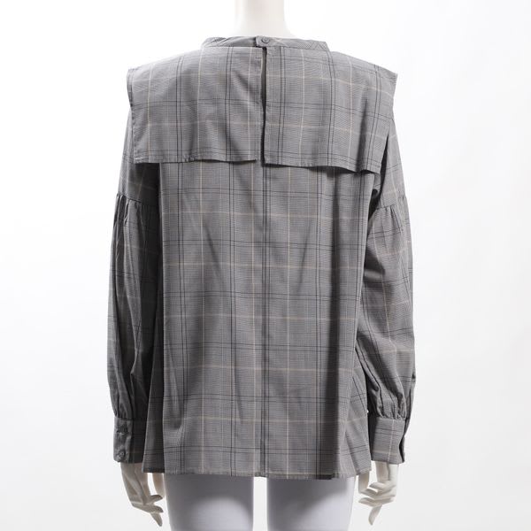 スクエアビッグカラーチェック柄ブラウス