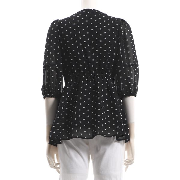 ドット柄ペプラムブラウス