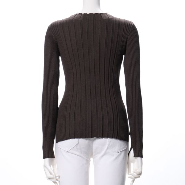 リブニットスリット長袖プルオーバー