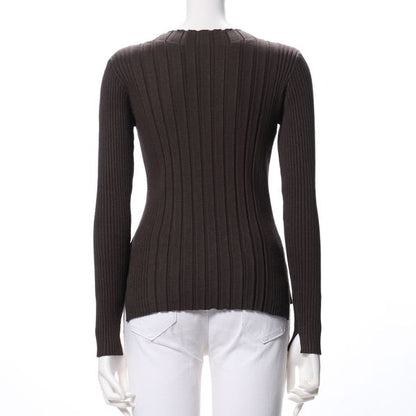 リブニットスリット長袖プルオーバー