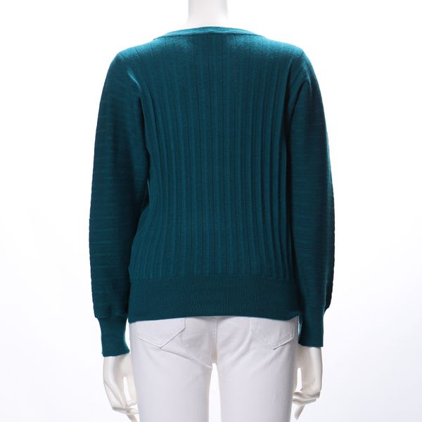 ワイドリブラウンドネックニット