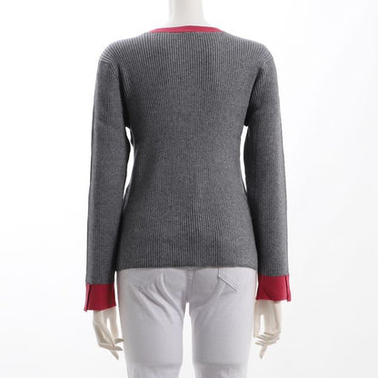 バイカラーリブニット