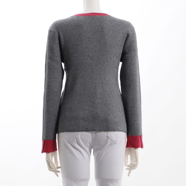 バイカラーリブニット