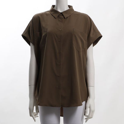 ポケットアクセントシャツカラーブラウス