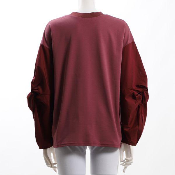 異素材切り替えボリュームスリーブカットソー