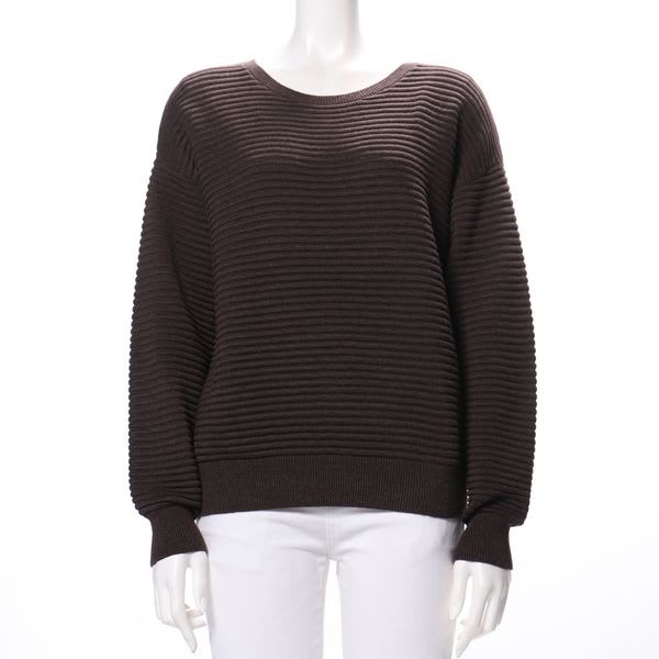 横リブデザインラウンドネックセーター