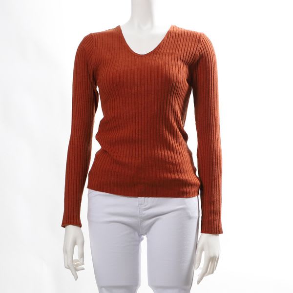 リブVネックニット