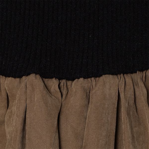 ボートネックリブニットドッキングワンピース