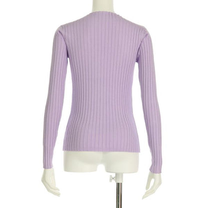 スラッシュドネックリブニットプルオーバー