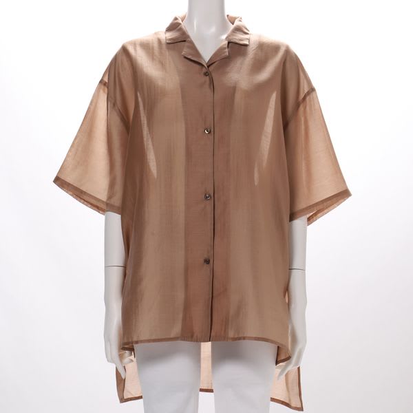 シアー素材オープンカラーシャツ