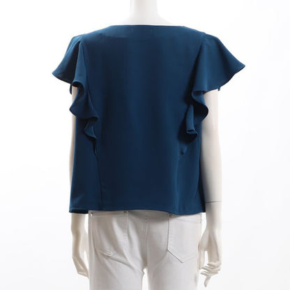 フリル袖Vネックブラウス