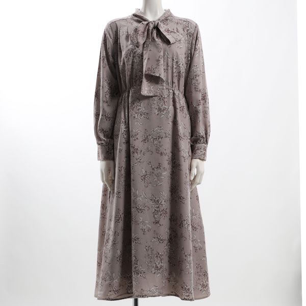 花柄ボウタイワンピース