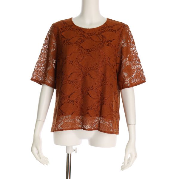 ボタニカルレース透け感ブラウス