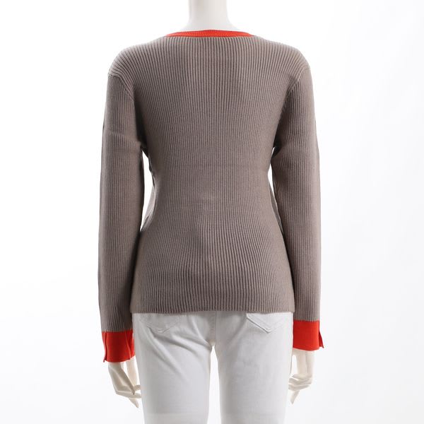 バイカラーリブニット