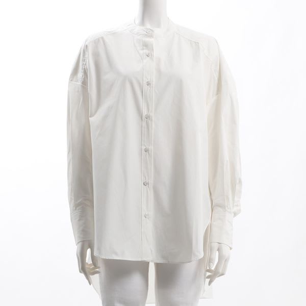 ラウンドヘムバンドカラーブラウス