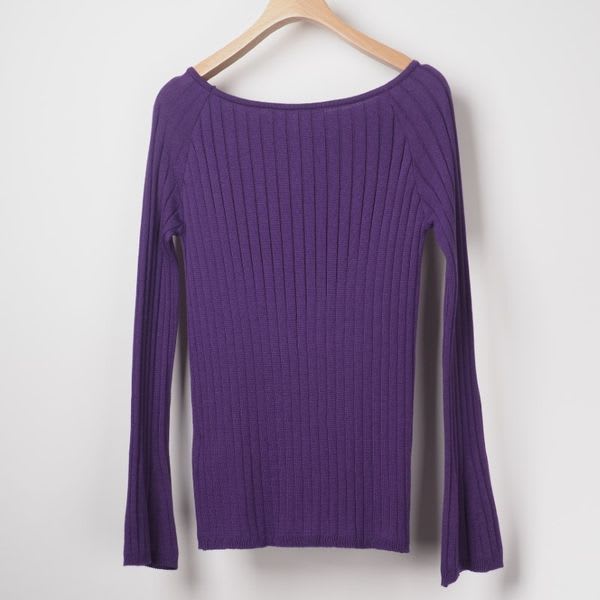 ワイドリブボートネックニット