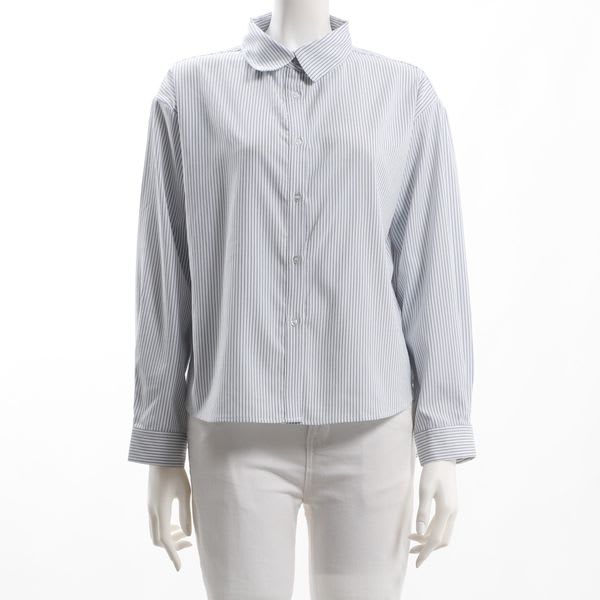 ストライプ柄前開きシャツ