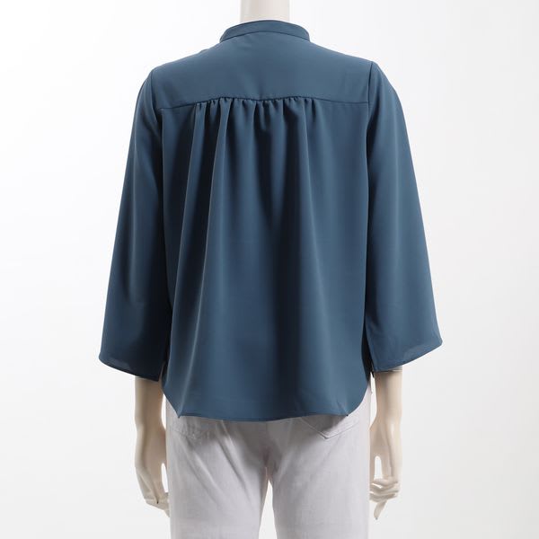 バンドカラーシャツスリットブラウス