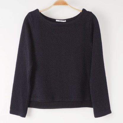 裾プリーツボートネックカットソー