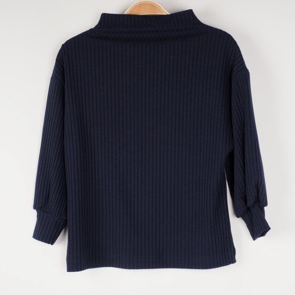 ボトルネックリブカットソー