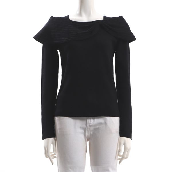 肩リボンオフショルダーニット