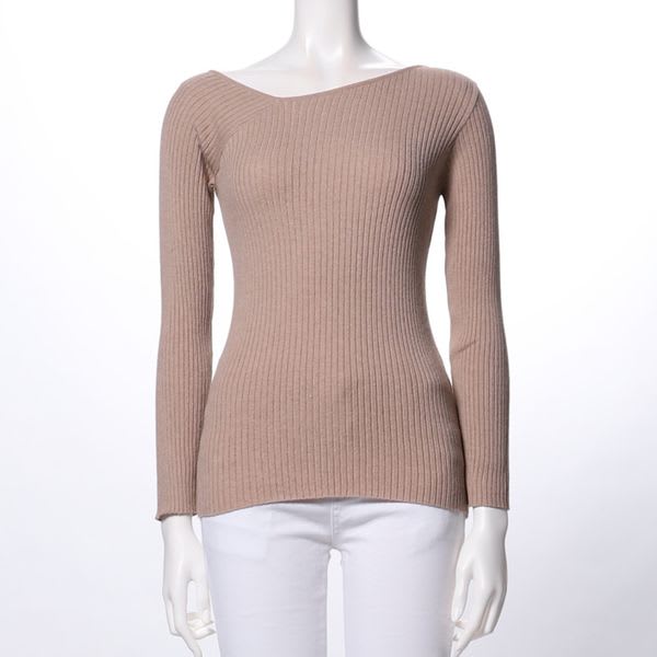 アシンメトリーデザインリブニット