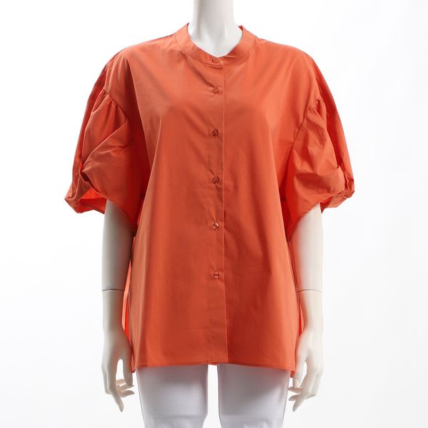 ボリュームスリーブバンドカラーブラウス