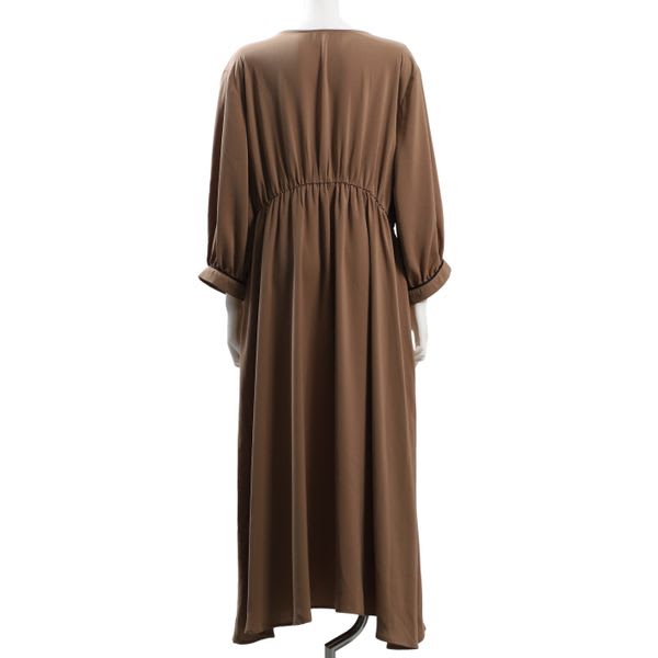 ウエストパイピングデザイン前開きワンピース