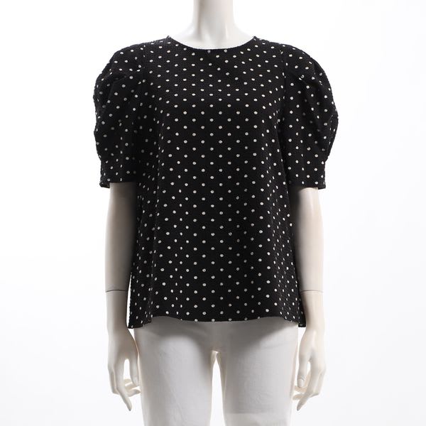 ドットプリントパフスリーブブラウス