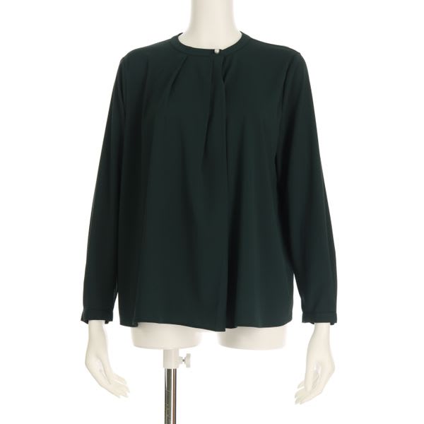 アシンメトリータックパールボタンブラウス