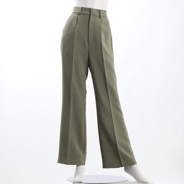 しわになりにくいストレッチツイルワイドパンツ