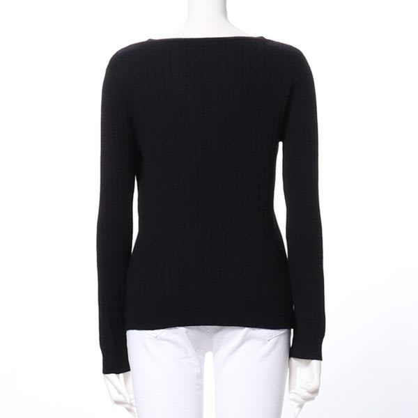 Vネックリブニット