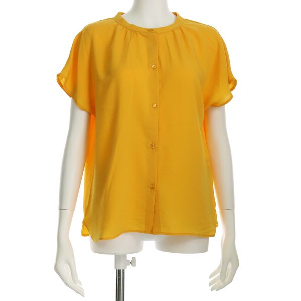 スタンドネックフロントボタンブラウス