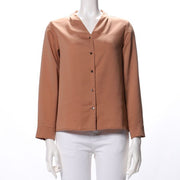 前開きバー釦デザインブラウス